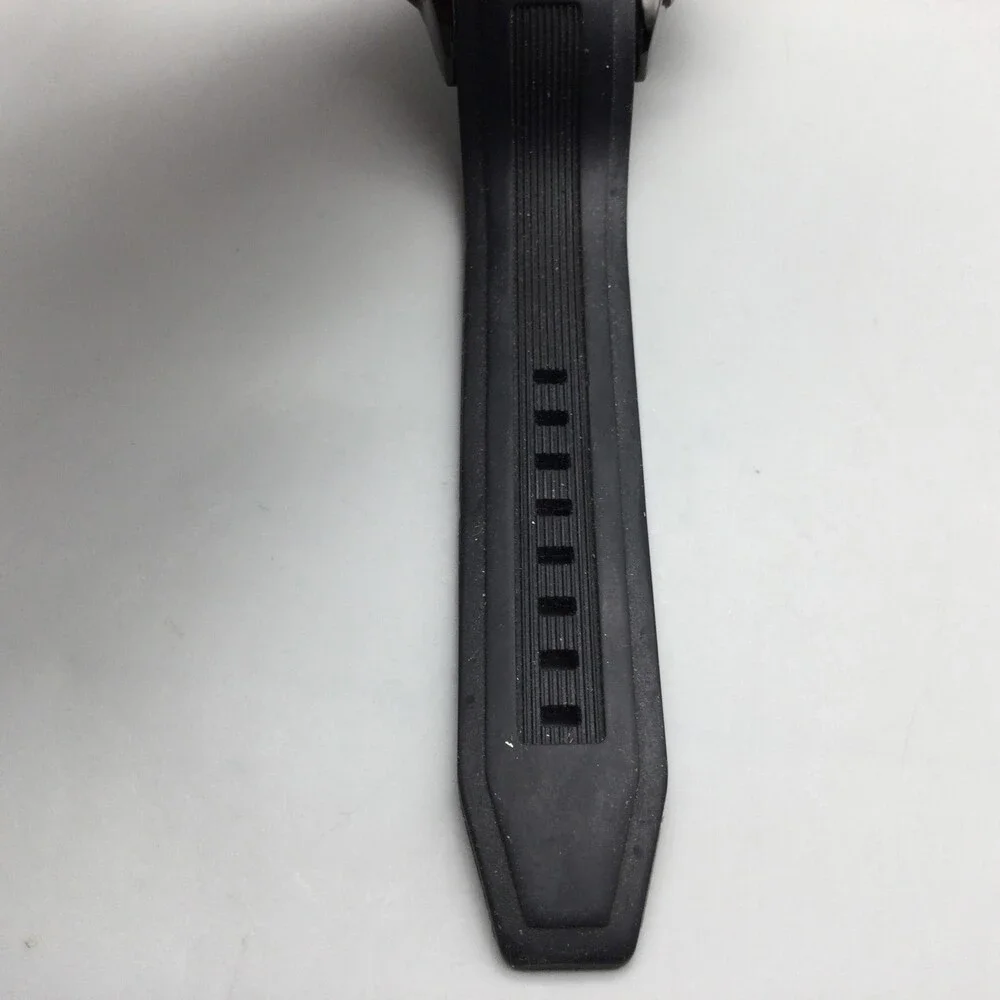 T5 Chronograph Watch Mens 44mm Black Dial Black Rubber Strap Date New Battery